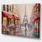 Designart - Lovers in Paris Eiffel Tower - Cityscapes Painting Print on Wrapped Canvas